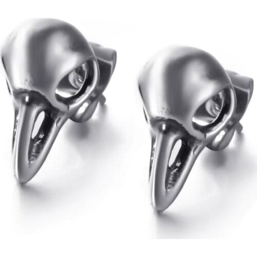 Antique Crow Viking Odin Raven Skull Snake Stud Earrings Death Devil Goth Punk Steampunk Stainless Steel Stud Earrings