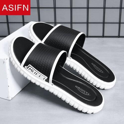 ASIFN Summer Non-slip Bathroom Mens Slides Couple Unisex Platform Slippers Home Men Beach Mules Fashion Solid Color Shoes
