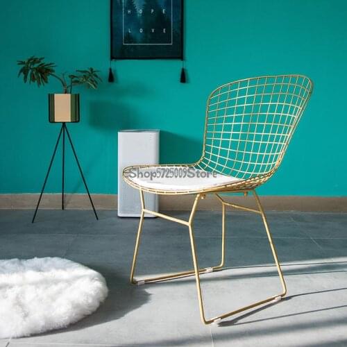 Nordic net red chair backrest simple makeup computer desk chair hollow barbed wire ins iron art home dining chair