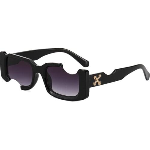 New Personality Notch Sunglasses Vintage Rectangle Glasses Ladies Fashion UV400