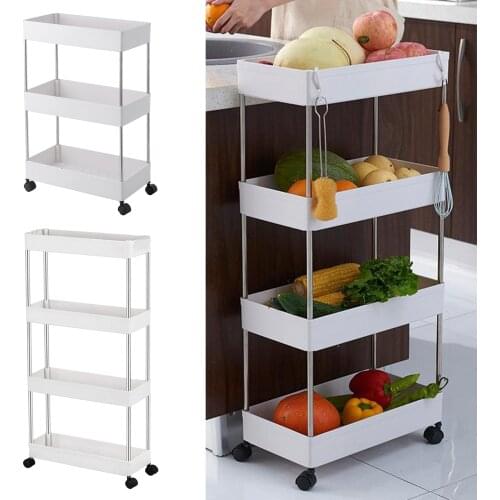 Bathroom Storage Rack Cabinet Living Room Shelf Home Furniture Fruits Movable Wheels Shelf