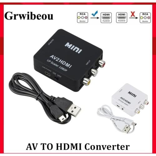 Grwibeou RCA AV to HDMI Converter HD 1080P AV 2 HDMI Adapter For TV X box PS4 PC DVD Projector High Quality AV To HDMI Converter