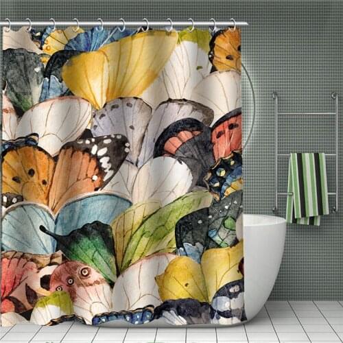 Butterfly Insect Print Shower Curtains Waterproof Fabric Polyester Bath Screen Hippie Home Bathroom Boho Decor