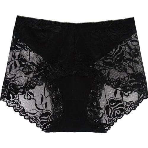 Fatimu Womens Full Lace Panties Transparent Female Candy Color Cotton Womens Briefs Plus Size