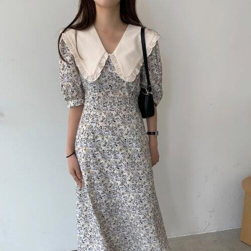 2021 New Fashion Spring Summer Women Korean Style Dress Elegant Chic Printed Work Wear Dressess