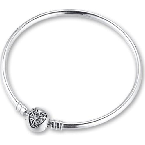 Moments Heart of Winter Clasp Bangles 100% 925 Sterling-Silver-Jewelry Free Shipping