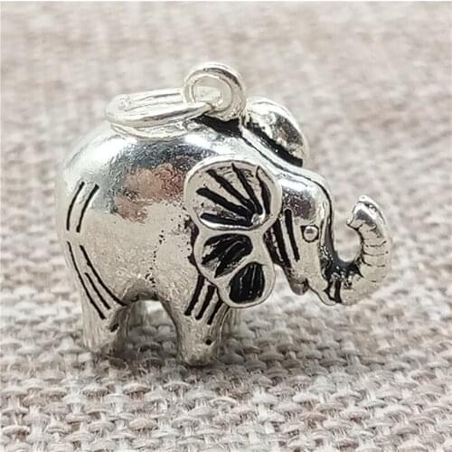 925 Sterling Silver Elephant Charm with Big Ear Pendant for Bracelet Necklace