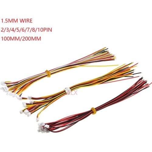 10PCS 100MM/200MM ZH 1.5 2/3/4/5/6/7/8/9/10 pin female plug connector with wire 1.5MM 2p/3p/4p/5p/6p/7p/8p/9p/10p cable ZH1.5