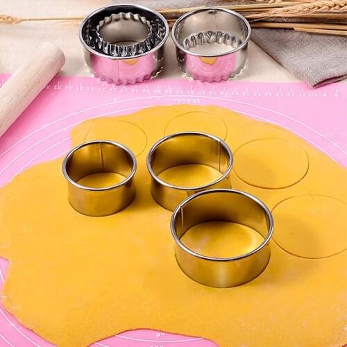 3PCS Cookie Pastry Maker Portable DIY Dumplings Cutter Round/Flower Shaped Wrappers Mold Stainless Steel Dough Cutting Tool New