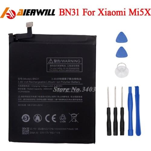 BN31 Battery For Xiaomi Mi 5X Mi5X \ Redmi Note 5A 5A pro Bateria Batterij Accumulator 3000/3080mAh +Tools