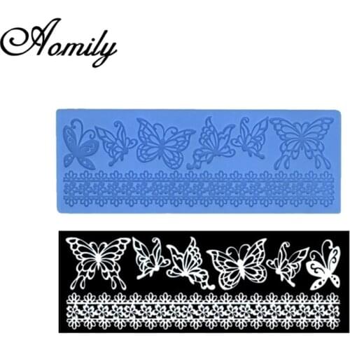 Aomily Butterflies Lace Silicone Mat Pad Lace Cake Fondant Mold Butterfly Mousse Cake Kitchen DIY Baking Decorating Bakeware