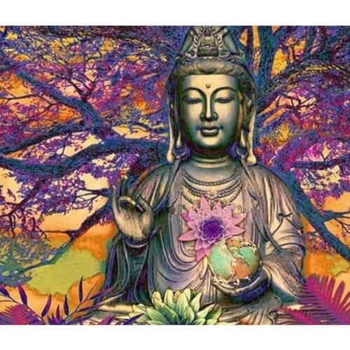 Buddha Religion DIY Embroidery 11CT Kits Needlework Craft Printed Canvas Cotton Thread Home Decoration For Living Room On Sale