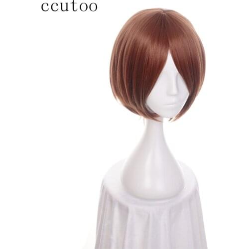 Ccutoo 35cm Brown Short Synthetic BOBO Hair Heat Resistance Cosplay Full Wigs Chrismas Party Costume Wig