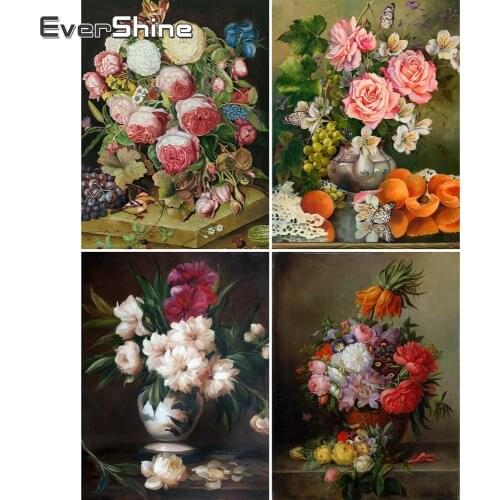 Evershine Diamond Painting Flower Full Square Drill Diamond Embroidery Landscape Cross Stitch Kit Diamond Mosaic Beaded Gift