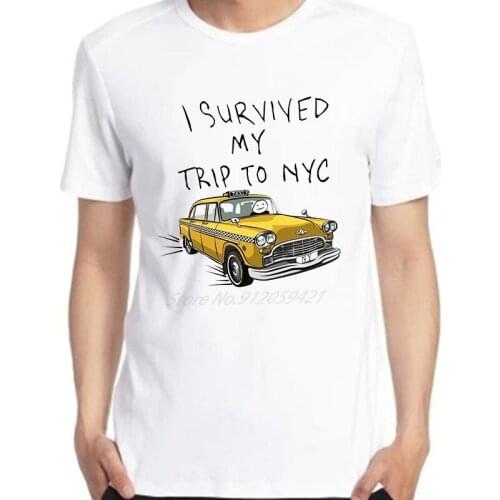 L Survived My Trip To NYC T Shirt New York Yellow Taxi Graphic t shirts Harajuku short sleeve t-shirts Streetwear Men clothing
