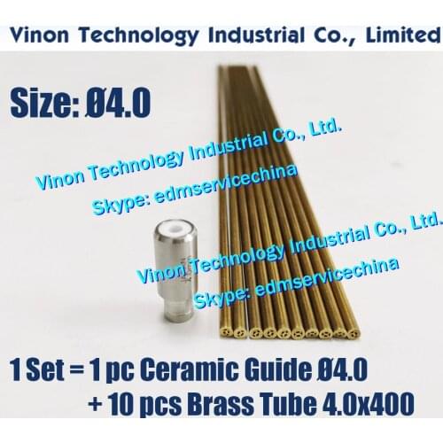 Set Ø4.0mm =1PC 4.0mm Ceramic Pipe Guide Z140D type C + 10PCS 4.0x400mm Brass Tube Multihole for Astec,Castec,Chmer,Heun,Huber