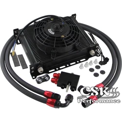 30 Row AN10 Oil Cooler Kit Fit For BMW 3 Series N54 335i E90 E92 E93+7''Electric Fan