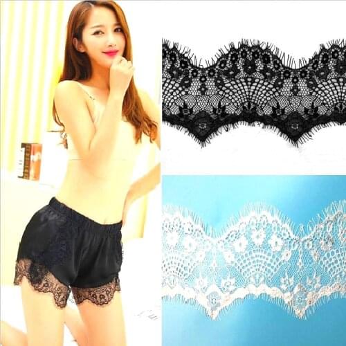 YACKALASI Soft Knitted Eyelash Lace Fabrics Shiny 100% Nylon Underwear Lace Black And White Trims 10CM*290CM