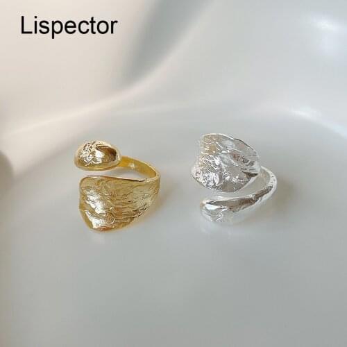 Lispector 925 Sterling Silver French Irregular Waterdrop Rings for Men Women Minimalist Wide Wrap Ring Unisex Party Jewelry Gift