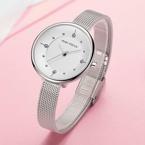 MINIFOCUS Casual Business Women Watches Ultra Thin Quartz Clock Mesh Strap Simple Design Luxury Brand Elegant Ladies Wrist Watch