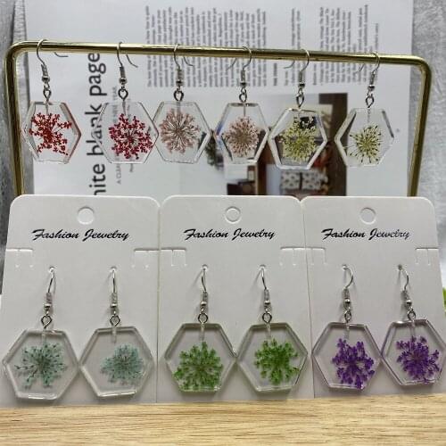 Fashion Acrylic Cute Geometric dried flower earrings Punk Jewelry For Cool Women Girl Friendship Gifts