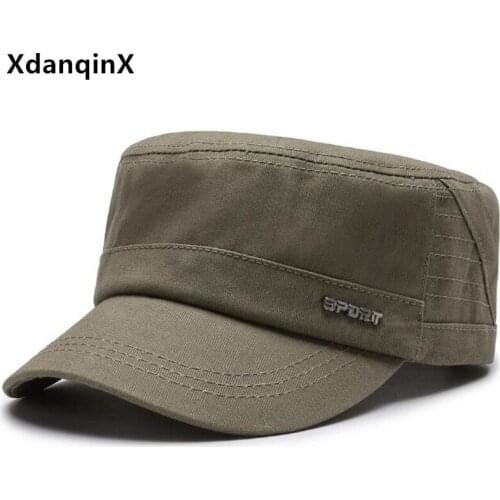 XdanqinX New Mens Flat Cap Cotton Navy Hat Military Hats Snapback Cap Adjustable Size Casual Sports Caps Male Bone Tongue Cap