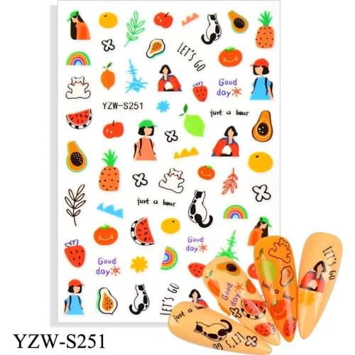 The New 3D Nail Sticker Portrait stickers for nail Foil Flower Fruit Design Nails Accessories Fashion Manicure Sticker