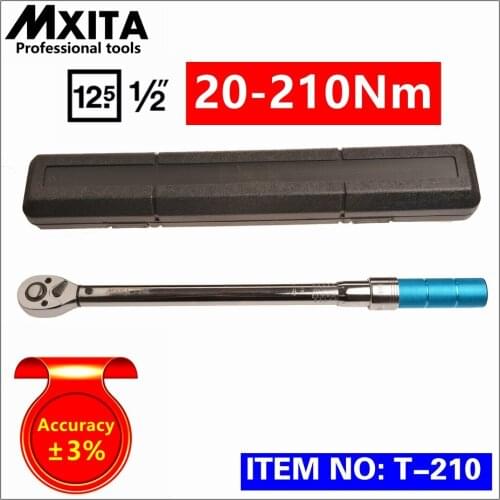 MXITA Accuracy 3% 1/2 20-210Nm High precision professional Adjustable Torque Wrench car Spanner car Bicycle repair hand tools