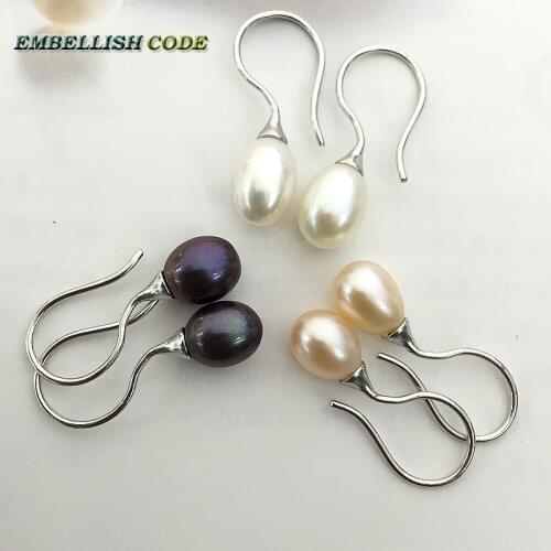 Simple Fishing Hook Earring natural fresh water drop shape pearl earrings with fine jewelry for women gift