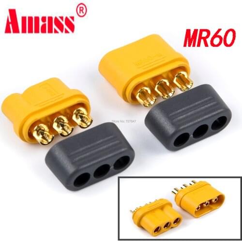 5/10Pair x Amass MR60 Plug w/Protector Cover 3.5mm 3 core Connector T plug Interface Connector Sheathed for RC Model