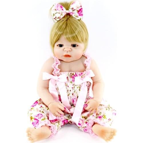 DollMai Realistic 23inch Full Silicone Reborn Baby Dolls Lifelike 57cm handmade bathe Babies Toys adorable fashion girl doll