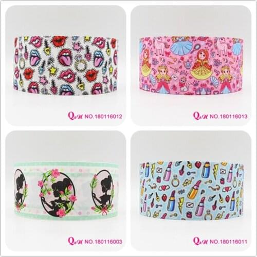 Q&N ribbon 16mm 22mm 25mm 38mm 50mm 75mm fashion printed grosgrain ribbon webbing 50yards/roll for hair tie free shipping