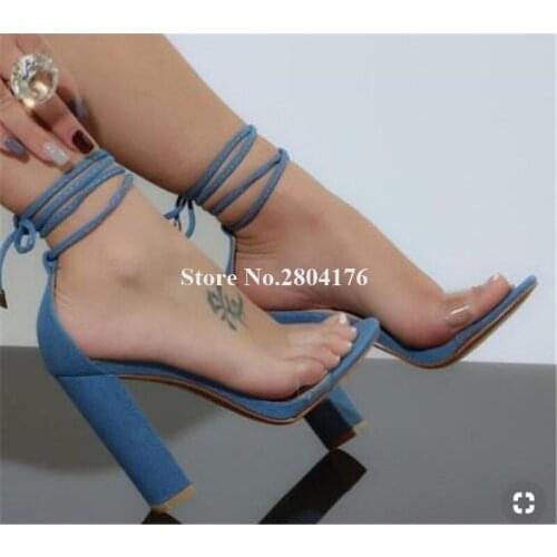 Western Fashion Women Open Toe One PVC Strap Chunky Heel Gladiator Sandals Ankle Strap High Heel Sandals Dress Heels Shoes
