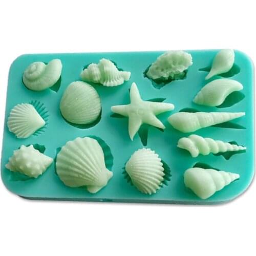 Cake Fondant Silicone Mold,Seashell, Conch, Starfish, Fish,Under the Sea Style H R9JC
