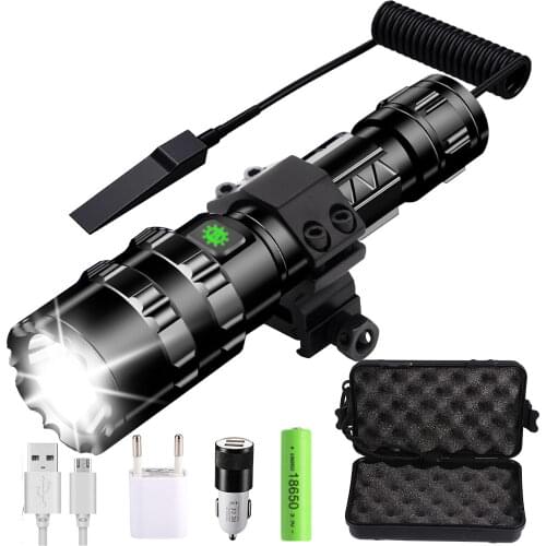 Tactical Flashlight 1600 Lumen with Flashlight Waterproof XM-L2 Flashlight with 5 Light Modes Outdoor Hunting Weapon Light