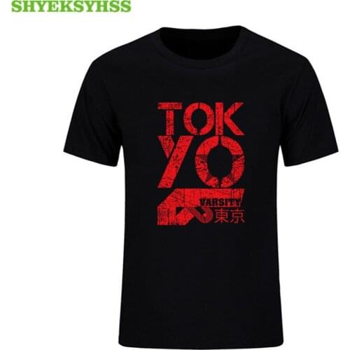 Tokyo varsity fashion mens T-shirt Japan Harajuku mens womens T-shirt 100% cotton O-neck clothing street tops popular T-shirt