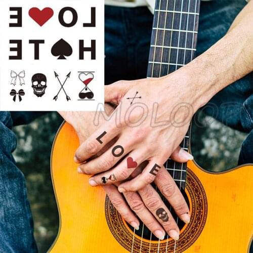 Waterproof tattoo sticker letter cross knife crown lighting fake tatoo hand back water transfer flash body art temporary tatto