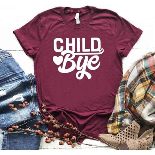 Women T Shirt Child Bye Heart Print Tshirt Women Short Sleeve O Neck T-shirt Ladies Causal Tee Shirt Tops TX5558