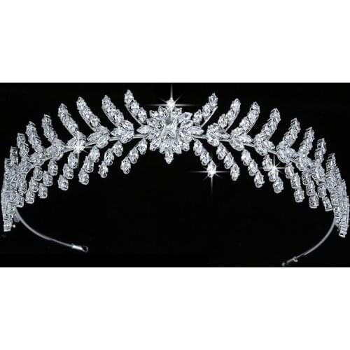 Tiaras And Crown HADIYANA Gorgeous Leaves And Flower Design Women Wedding Party Hair Jewelry Cubic Zircon BC5630 Corona Princesa