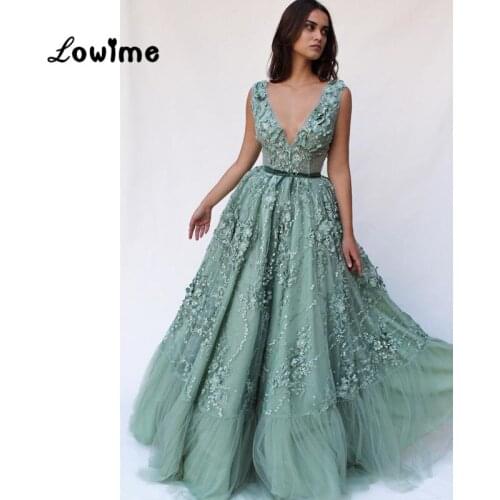 V Neck Evening Dresses 2018 New Arrival Applique Party Gown For Weddings Formal Dress Women Elegant Robe De Soiree Prom Dresses