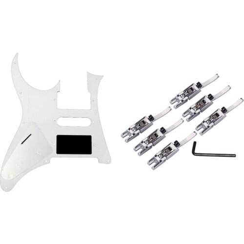 1x 3 Ply Guitar Pickguard Scratch Plate for Ibanez RG 350 DX & 6 Pcs Guitar Bridge String Saddles Tremolo Bridge