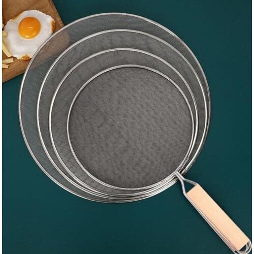 1pcs 21/25/29/33cm Stainless Steel Splatter Screen Mesh Pot Lid Cover Silver Oil Frying Pan Lid Cooking Tools
