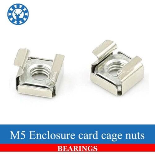 10pcs M5 Quartet Floating Nut Cassette Elastic Enclosure Card Cage Nuts Nickel 304 Stainless Steel Free shipping