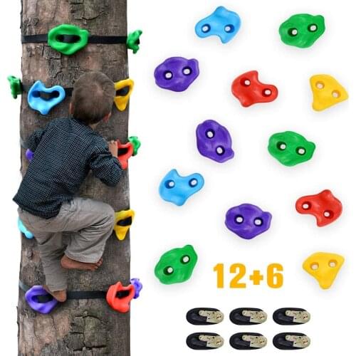 12 Tree Climbing Holds for Kids Climber, Adult Climbing Rocks with 6 Ratchet Straps for Outdoor