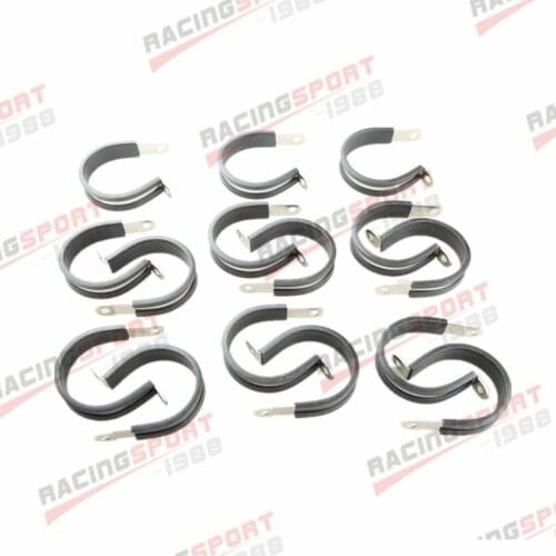 15PCS Cushioned Hose Mounting Clamp Loop Strap 304 Stainless Steel 1 3/4" Black