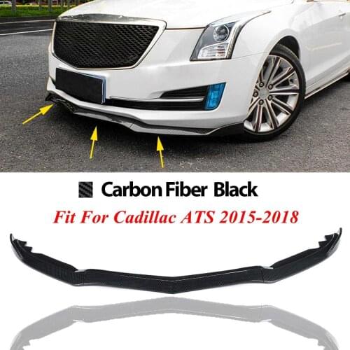 NEW 3PCS Carbon Fiber Style Front Bumper Lip Cover Trim Car Front Bumper Cover For Cadillac ATS 2015-2018