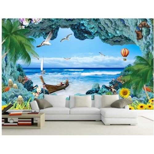 3D wall murals wallpaper custom picture mural wall paper 3D Coral Reef Stereo Ocean Landscape Wall 3d living room decoration