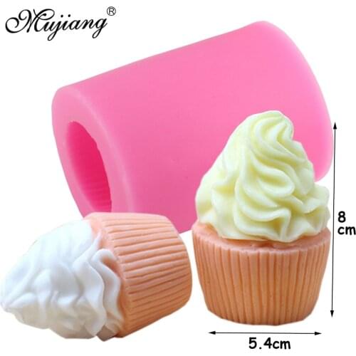 Mujiang 3D Ice Cream Cupcake Candle Silicone Molds Soap Clay Mold Wedding Fondant Cake Decorating Tools Candy Chocolate Moulds