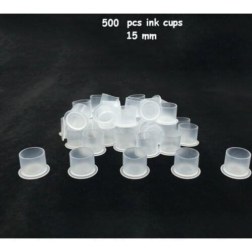 500 pcs/lot Tattoo Supplies Steady Medium 16mm Plastic Ink Pigment Caps Disposable Cups Selfstand Tattoo Ink Cups 500 pcs /lot