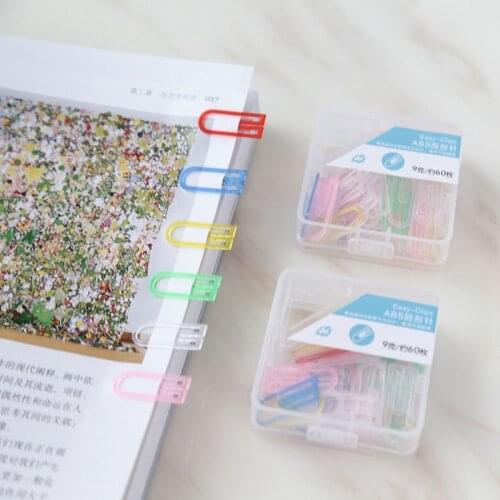 60 pcs/box Color Paper Clips Category Needle Boxed Mini Paper Clips Candy Color Kawaii Stationery File Photo Organizing Tool